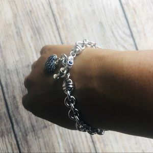 Authentic Sapphire Charm Sterling Silver Bracelet